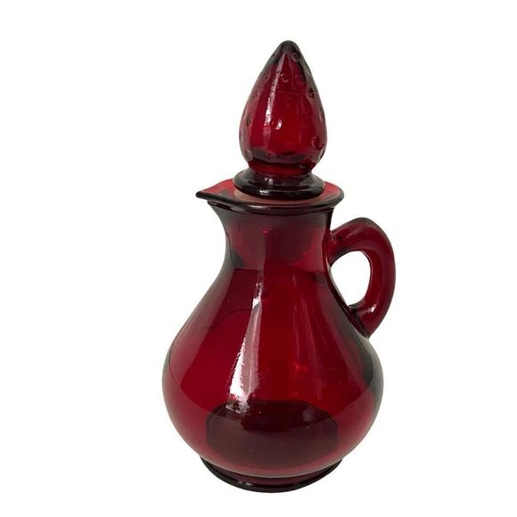 Vintage Avon Ruby Red Glass Strawberry Cruet - Picture 2 of 7